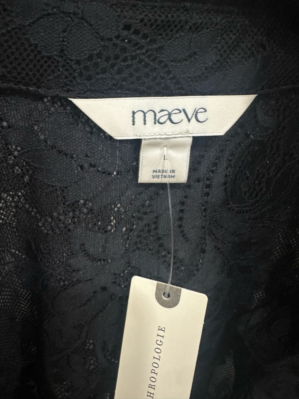 Anthropology - Maeve / Black Lace Fringe Mini Dress | Large - Picture 4 of 7